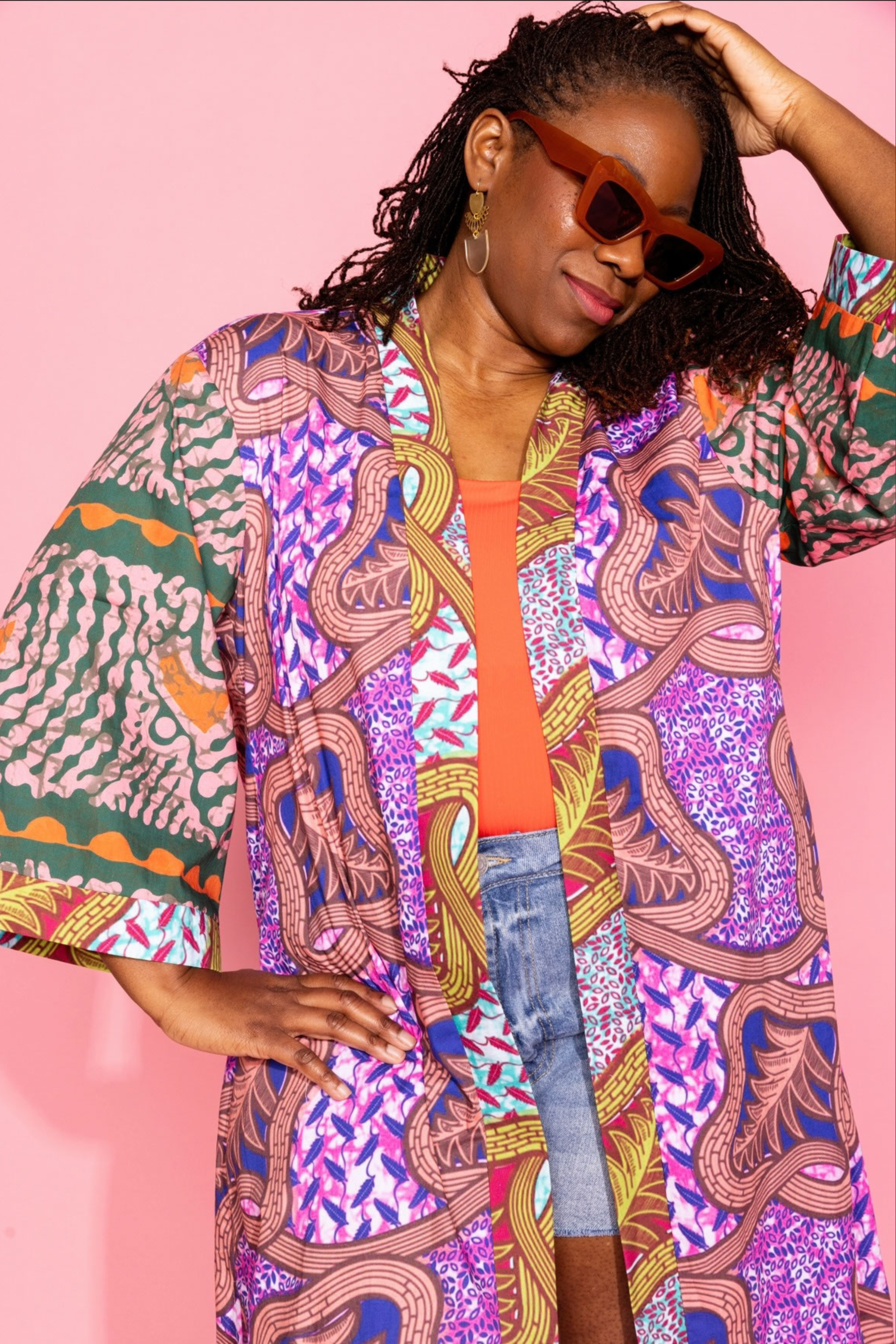 Fatima Duster - Flamingo/Tangerine - suakoko betty