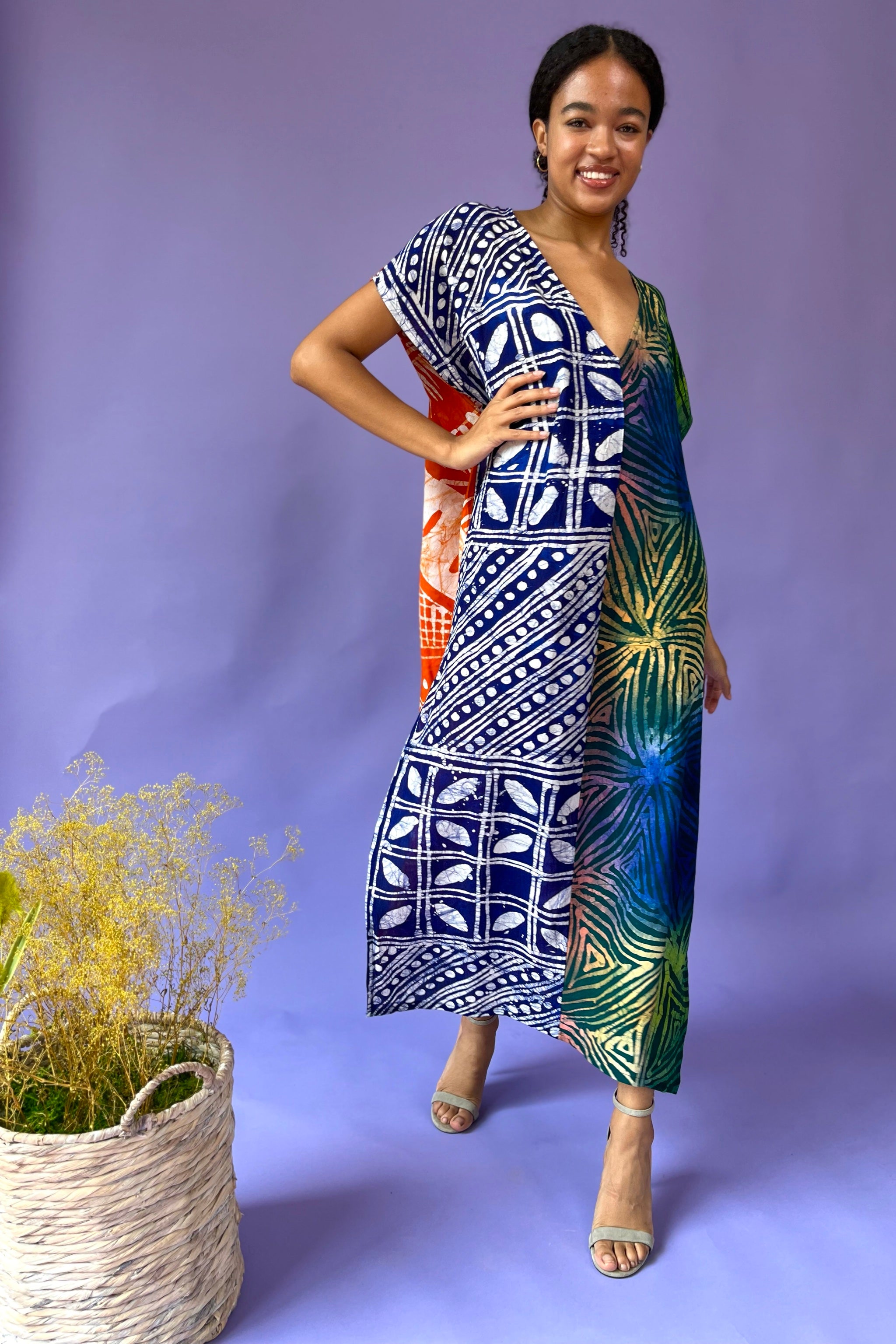 Malaika Caftan - Tangerine/Grass - suakoko betty