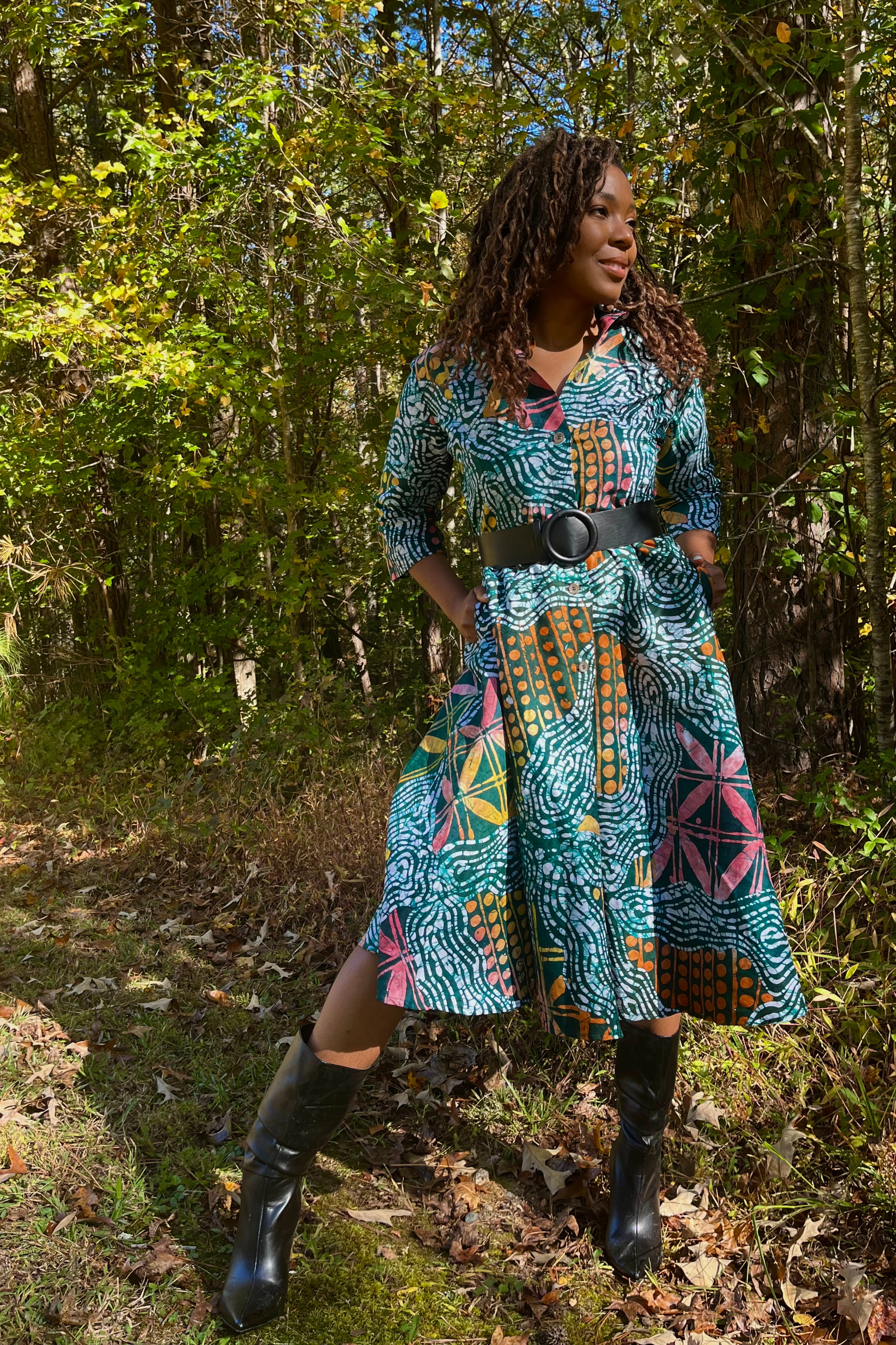 Adwoa Shirtdress - Forest - suakoko betty